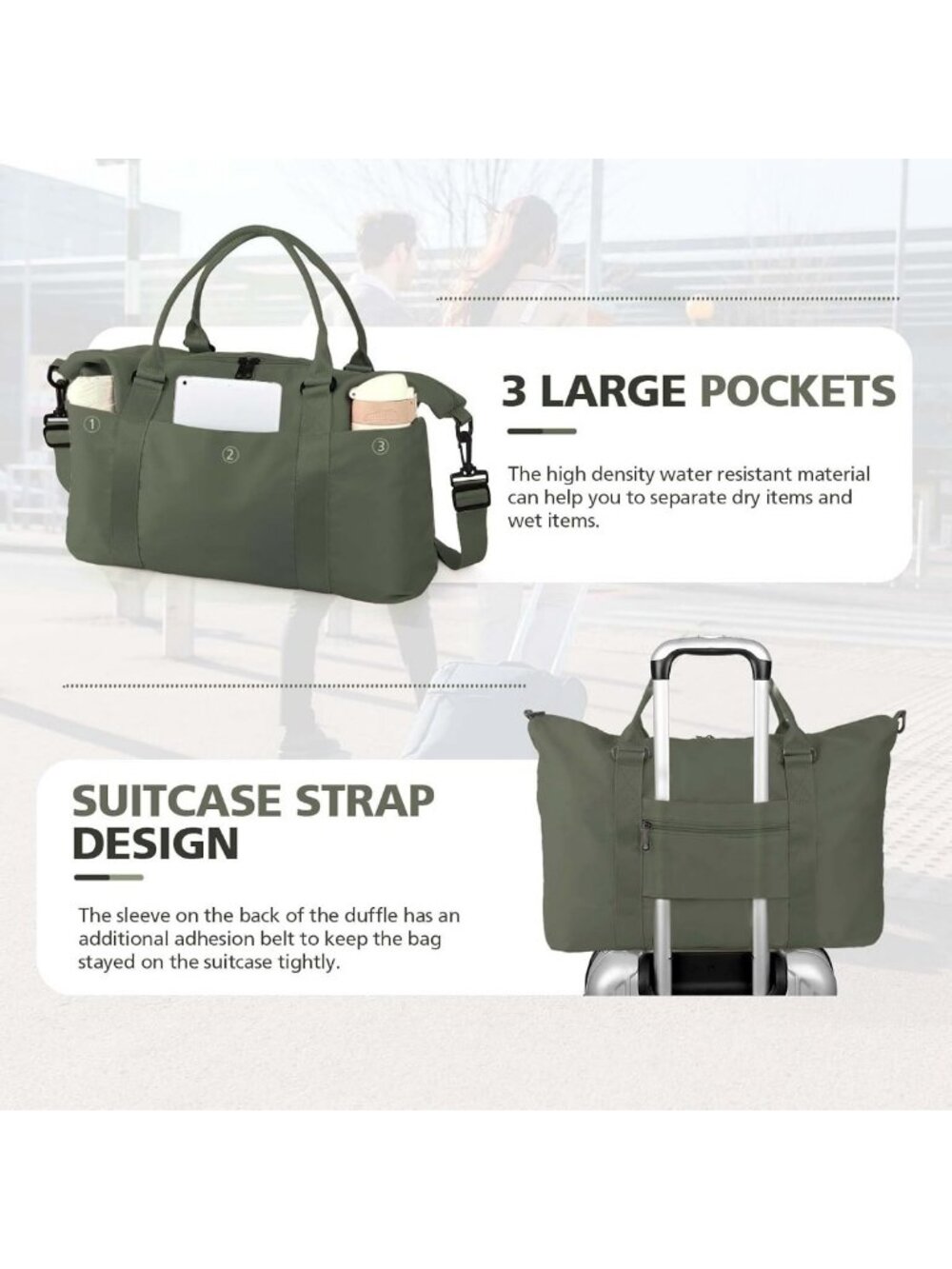 Waterproof Travel Duffle Bag - Versatile Weekender Tote, Gym & Hospital Bag - Picture 5 of 7